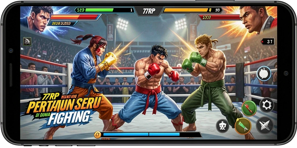 Gameplay penuh aksi dalam pertarungan 77RP.