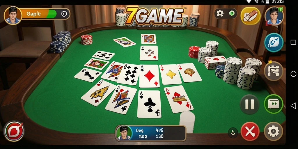 Tampilan gameplay seru Gaple di 7GAME yang menarik.
