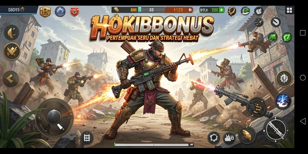 Screenshot HOKIBONUS menampilkan aksi pertempuran yang intens dan mendebarkan.