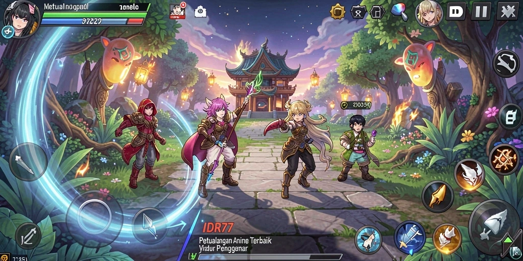 Tangkapan layar menampilkan karakter anime dalam aksi seru di IDR77.