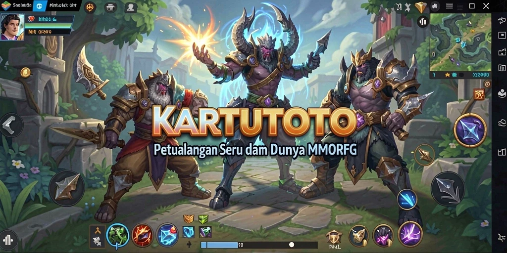 Tampilan gameplay seru dalam KARTUTOTO, menunjukkan aksi pertarungan yang epik.
