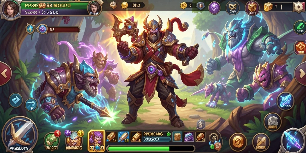 Screenshot gameplay PP88SLOTS yang menampilkan pertempuran seru MMORPG.