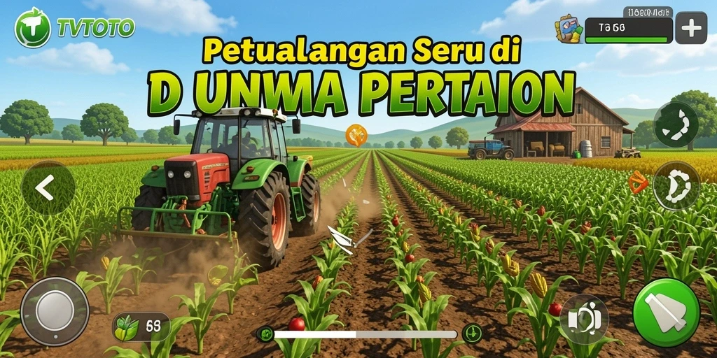 Tampilan gameplay seru dan interaktif dari TVTOTO dengan aktivitas pertanian.