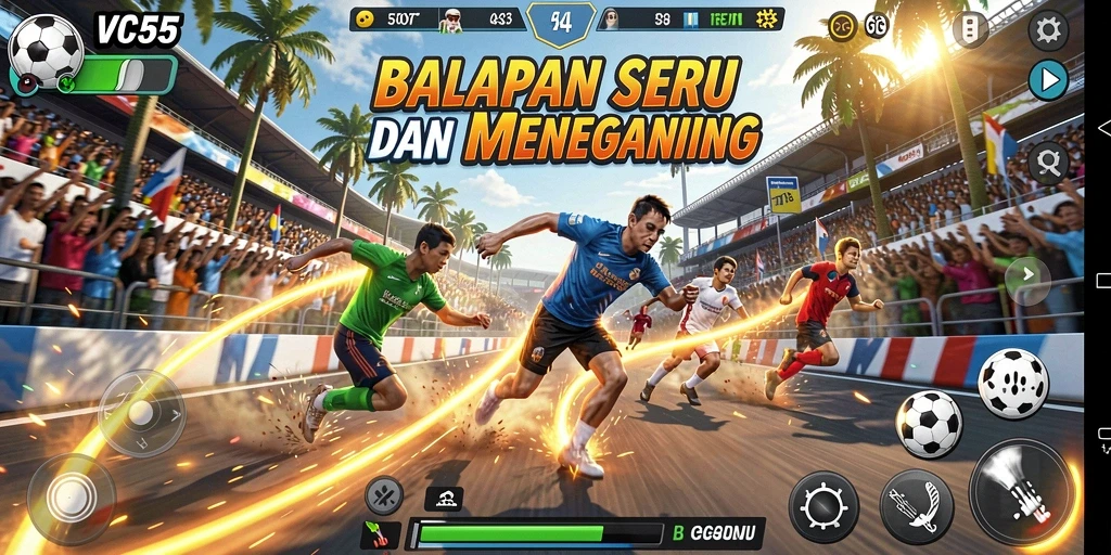 Gameplay balap seru di VC55 dengan berbagai mobil pilihan.